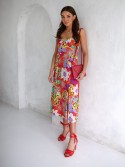 Summer midi dress with straps, orange 3183 - Online store - Boutique